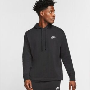 Nike Sportswear Club Jersey Pullover Hoodie Men’s M Black Lightweight BV2749-010